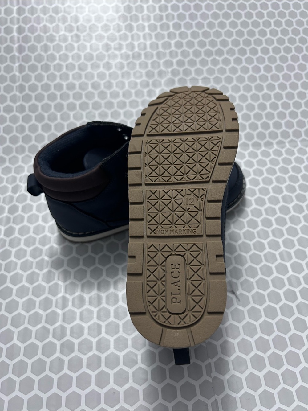 The Children’s Place Navy Youth Lace-Up Ankle Boots Brown Collar. NWT Boys 12 - Picture 4 of 7